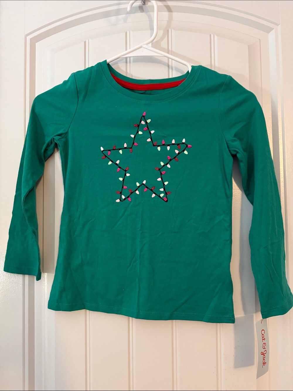 Cat & Jack Green Long-Sleeve Tee with Light Bulb Star